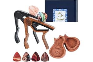 DOMI THE CHOSEN PRODUCTS Guitar Capo Gift Set - Includes 2 Capos,1 Pick Holder,6 Picks, Guitar Accessories Kit for Acoustic, Electric Guitar & Ukulele, Personalized Gifts for Guitar Players, Beginners (Rosewood&Black)