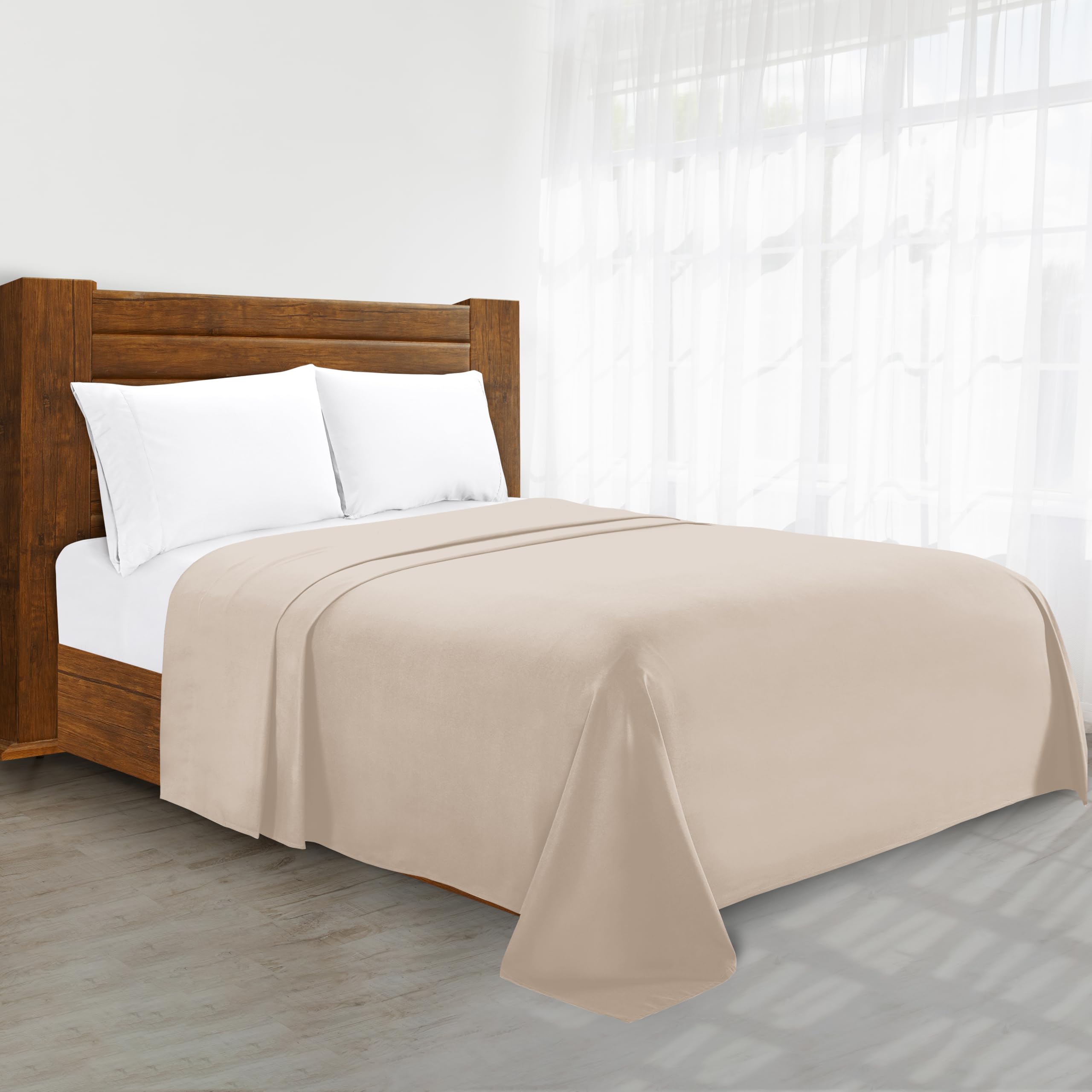Elegant Comfort Luxury Flat Sheet - Wrinkle-Free 1500 Thread Count Egyptian Quality, Full Size, Cream