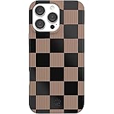 VELVET CAVIAR Checkered Phone Case for iPhone 16 Pro Max - Compatible with MagSafe [10ft Drop Tested] - Cute Protective Cover for Women - Mocha Brown Black
