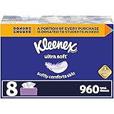Ultra Soft Facial Tissues, 8 Flat Boxes, 120 Tissues per Box (960 Total Tissues)