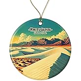 ABSMDesigns White Sands Ornament - Mexico Travel Keepsake - National Park Xmas Ornament - Memory Ceramic Ornament - White Sands Holiday Printed on Both Sides