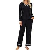 Blooming Jelly Womens Pajamas Sets Soft 2 Piece Pj Fall Long Sleeve Lounge Sets Comfy Cute Sleepwear with Pockets