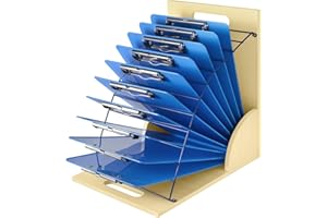 BainGesk Clipboard Holder, Clipboard Storage Rack, Small White Board Organizer, Wooden Desktop File Sorter Organizer, Magazine File Storage for Home Office, Classroom Must Haves