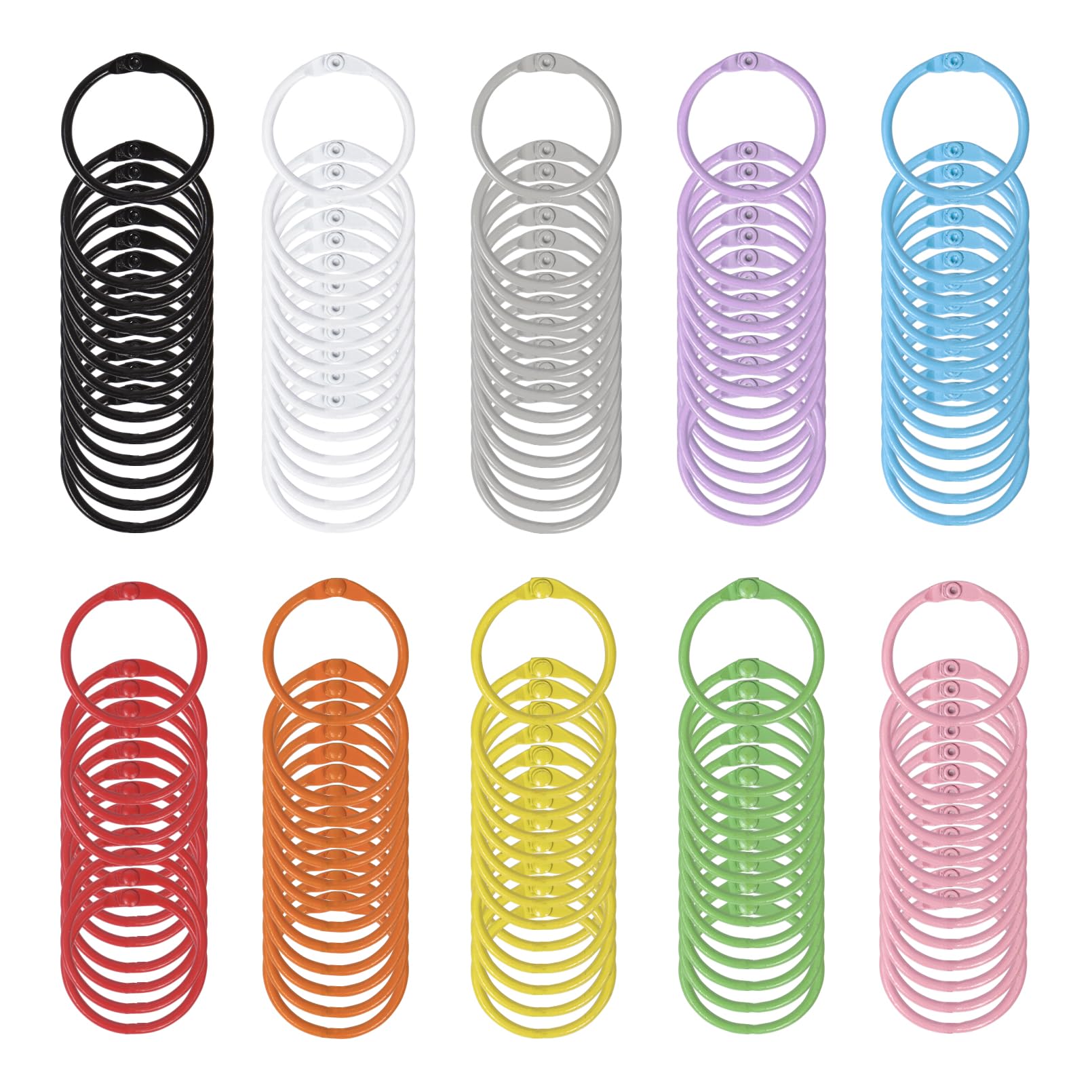 130Pcs Binder Rings 30mm/1.2 inch Metal Paper Rings Flashcard Rings, Book Rings for Home, Office(10 Colors) — image 1