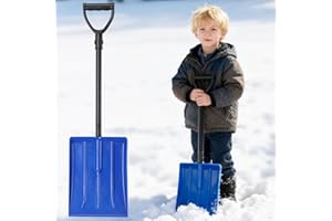 Kids Snow Shovel, Lightweight Plastic Toddler Snow Shovel, Metal Handle with Comfort D-Grip, Portable Small Snow Removal Tool
