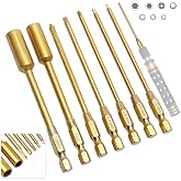 CrazyHobby Titanium RC Hex Bits Set 1.5/2.0/2.5/3.0mm Allen Wrench Keys M4 Lock Nuts Driver, Phillips Bit for RC Hex Head Screws Compatible with 1/4" Drive Drill (7-Pack)