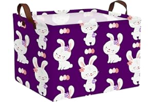 HEFEICZ Cute Large Easter Basket Gift Empty Spring Easter Storage Bin Kid Room Bunny Egg Decor (H-16)
