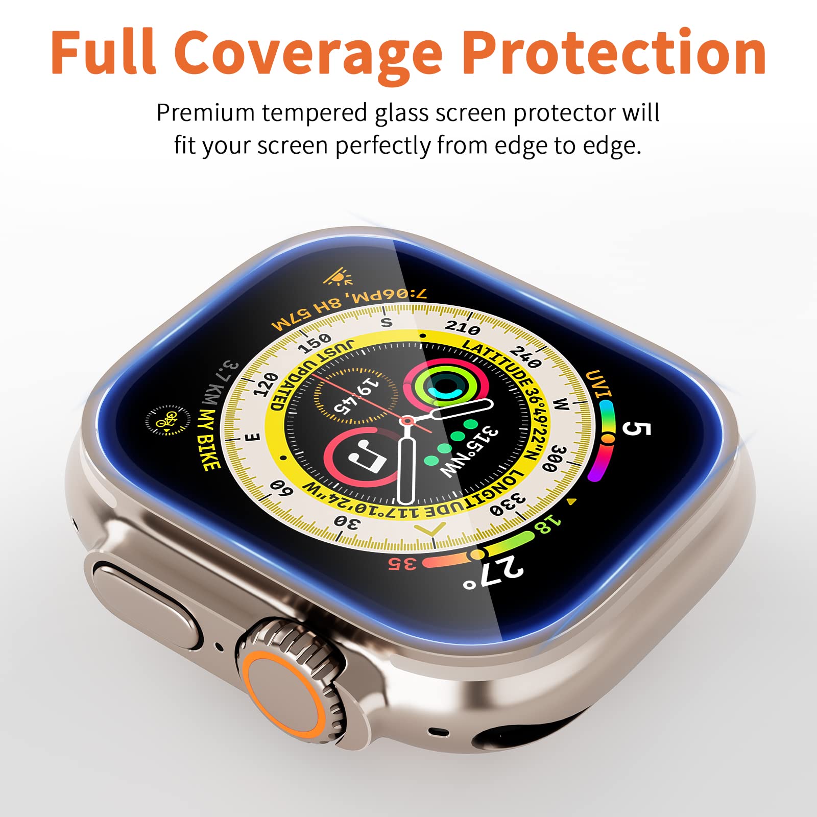 Smiling 3 Pack Screen Protector Compatible with Apple Watch Ultra 3 (2025)/ Ultra 2 /Ultra 49mm and Auto-alignment Installation Frame, Anti-Scratch Tempered Glass Screen Protector, Bubble Free, Touch Sensitive