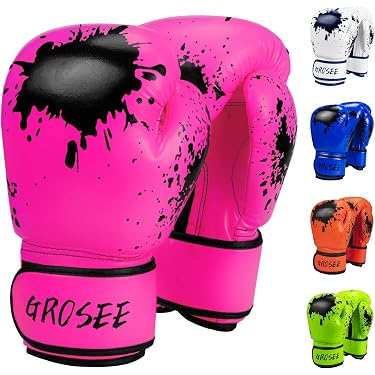 Gants De Boxe Enfant 22x13 Cm – Mousse Haute élasticité, Auto-agrippant, 6 Oz – Pour 6-12 Ans – Dispo En 4 Couleurs