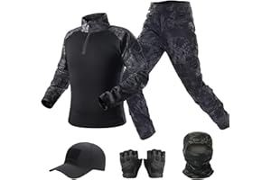 VPZenar Tactical Uniform,Combat Pants and Shirt,Cap Balaclava Gloves Set,Camo Camouflage Suits, Men's Military Airsoft Gear