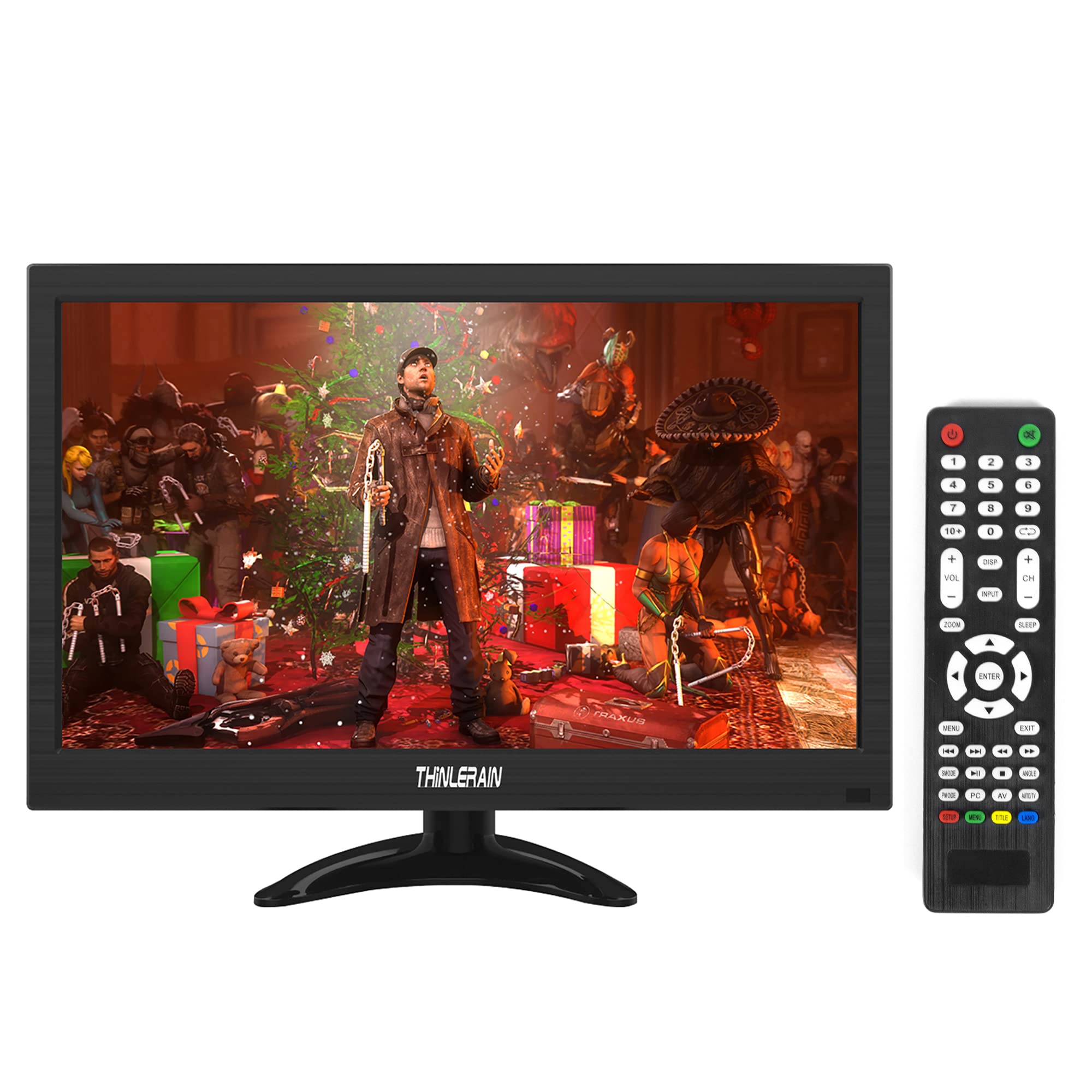 Thinlerain 13.3 Inch Small Monitor 1366x768 LED Screen Display with HDMI/VGA/BNC/USB/AV Kitchen Monitor for fire stick, Computer, PC, Windows,Built in speaker