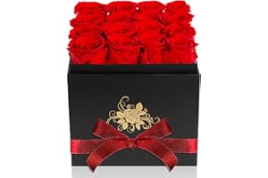 Perfectione Roses Luxury Preserved Roses in a Box, Red Real Roses Valentines Day Gifts for Her, Birthday Gifts for Women, for Wife