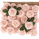 MACTING 30PCS Artificial Rose Flowers Real Touch Fake Flowers with Stem Blush Pink Foam Roses for DIY Wedding Bouquet Table Centerpieces Bridal Shower Party Home Spring Mothers Day Decorations