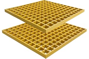Natotela 2 Pack 19x19in Fiberglass Molded Grating, FRP Grate Panel 660 LBS Capacity Grit-Top 1.6x1.6x1 Mesh Square Fiberglass Bar Grating for Drainage,Pigeon Loft, Stairs Floor,Trenches(1.6'x1.6')