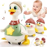 Yunaking Musical Tummy Time Waddling Duck Toys, Baby Toys 6-12 Months Gift | Soft Light, Interactive Crawling Toy for Babies 6 7 8 9 10 11 12 18 Month Old, Christmas Baby Gift Boy Girl Stocking Stuffers
