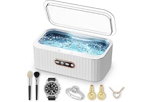 ECONOLED Ultrasonic Jewelry Cleaner, Ultra Sonic Cleaning Machine with 48KHz 4 Modes 400ml 304 Stainless Steel Tank for Glasses Ring Necklace Watch Strap Denture Retainer,Home and Travel Use Gift for Women Men