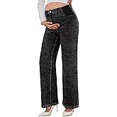 BLENCOT Maternity Jeans for Women High Waist Straight Leg Pregnancy Denim Pants with Pockets