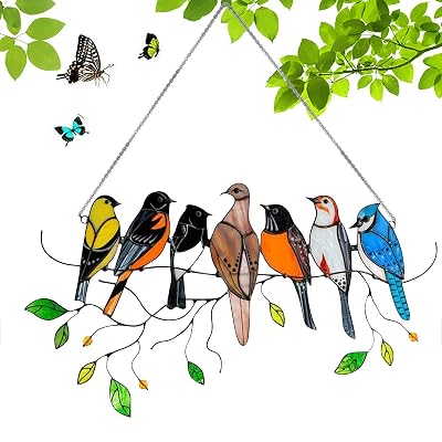LAVA Multicolor Acrylic Bird Suncatcher – Hanging Window Decor, Art Deco Style