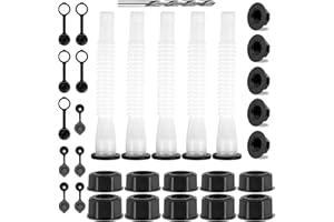 Hanlintk Gas Can Spout Replacement,Flexible Fuel Can Nozzle W/Screw Caps,5 Kit Bendable Nozzle Kit Fits Most 1/2/5/10 Gallon 