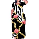 Plus Size Maxi Summer Dress for Women Vacation Outfits Round Neck Long Loose A Line Dress