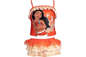 Disney Moana Frozen Princess Girls UPF 50+ Tankini Top and Skirt Swim Set Toddler to Big Kid Sizes (2T - 10-12)