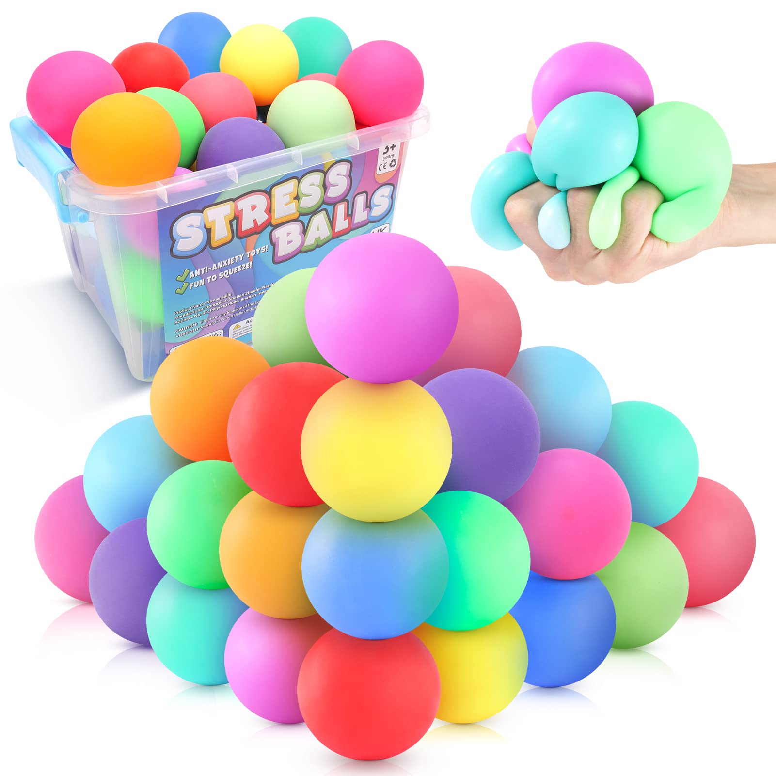 Photo 1 of ***USED***Slow Rising Stress Ball 24 Pack, Stretchy Fidget Ball for Anxiety Stress Relief, Hand Therapy Sensory Squishy Ball, Pull Stretch Fidget Toy for Students, Classroom Prize Box Toys