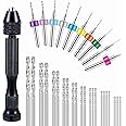 Mudder 36 Pieces Hand Drill Set, Include Pin Vise, Mini and Twist Drills for Craft Carving DIY, 0.3-1.2 mm(0.3-1.2 mm PCB Drill)