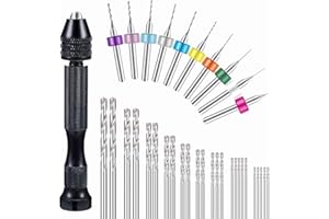 Mudder 36 Pieces Hand Drill Set, Include Pin Vise, Mini and Twist Drills for Craft Carving DIY, 0.3-1.2 mm(0.3-1.2 mm PCB Drill)