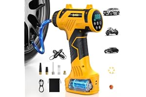 𝟗𝟔𝟎𝟎𝐦𝐀𝐡 Tire Inflator Portable Air Compressor - Corded/Cordless Tire Inflator - 𝐁𝐚𝐭𝐭𝐞𝐫𝐲 & 12V DC, Faster Inflat