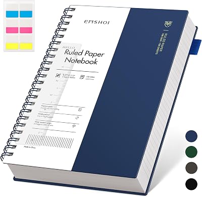 EMS HOI A4 Notebook 300 Pages 100gsm PVC Cover Spiral Blue 21.5x27.9cm