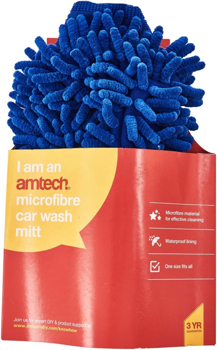 Amtech S6316 Microfibre car wash mitt, Blue - Image 4