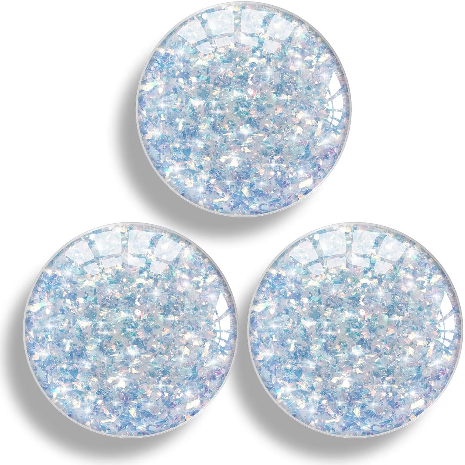 3 Pack Transparent Expandible Collapsible Mobile Phone Grip Stand Holder for Smartphone Tablet Cell Phone Accessory - Clear Crystal Irregular Blue Glitter