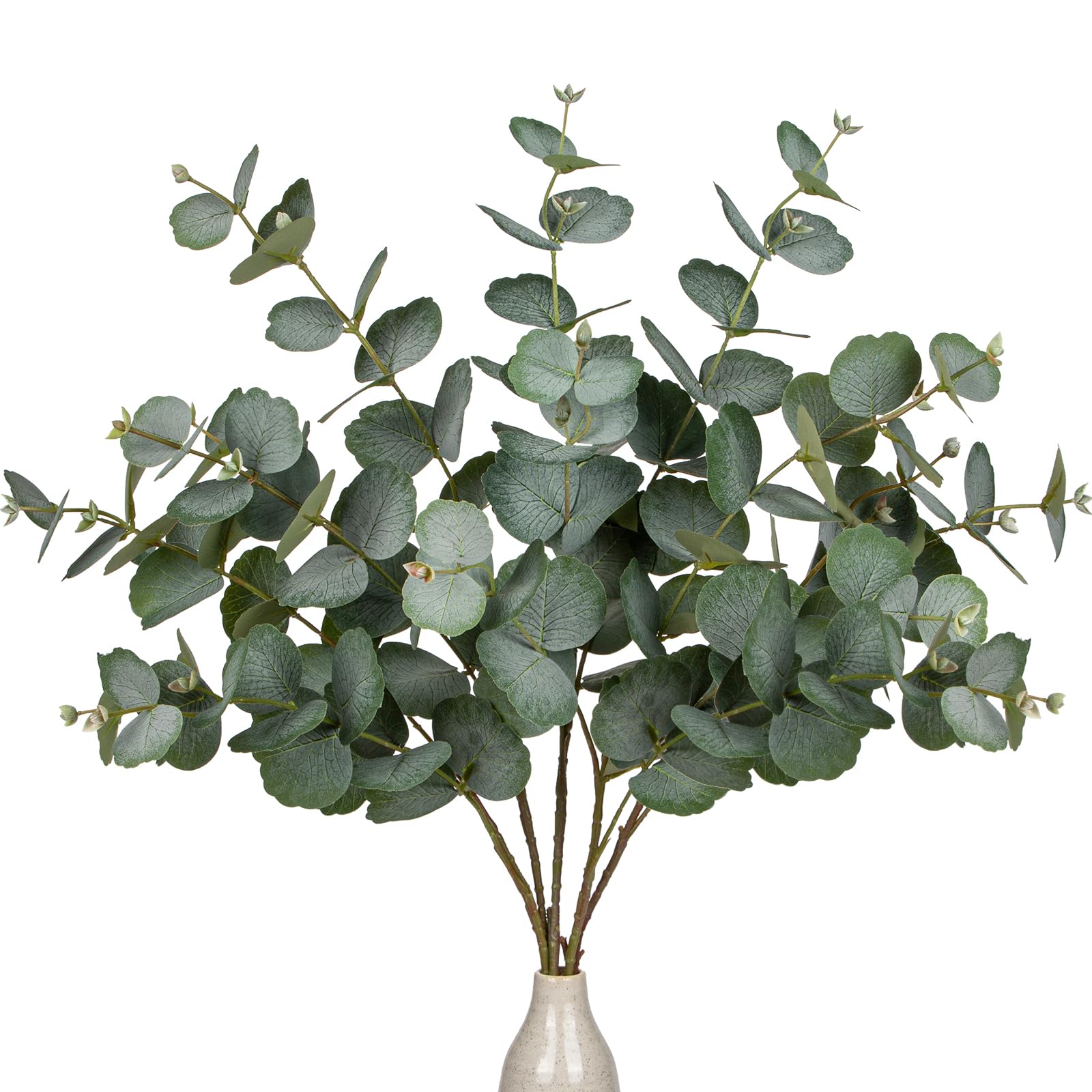 Briful 5 PCS Artificial Eucalyptus Stems 30.3" Faux Eucalyptus Long Stems, 77cm Fake Eucalyptus Stem Frosted Green Silk Leaves Fake Plants for Summer Floral Arrangement Home Decorations