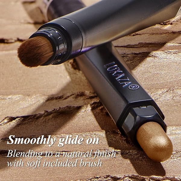 LUXAZA CREAM EYESHADOW STICK WITH BLENDING BRUSH, HYPOALLERGENIC EYE SHADOW MAKEUP, PRO WATERPROOF & LONG LASTING EYE BRIGHTENER, EYESHADOW PENCIL CRAYON SHIMMER #05