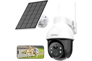 AOSU Solar Security Camera Wireless Outdoor, 3K/5MP WiFi Camera Surveillance Exterieur for Home Security, Panoramic PTZ, Auto