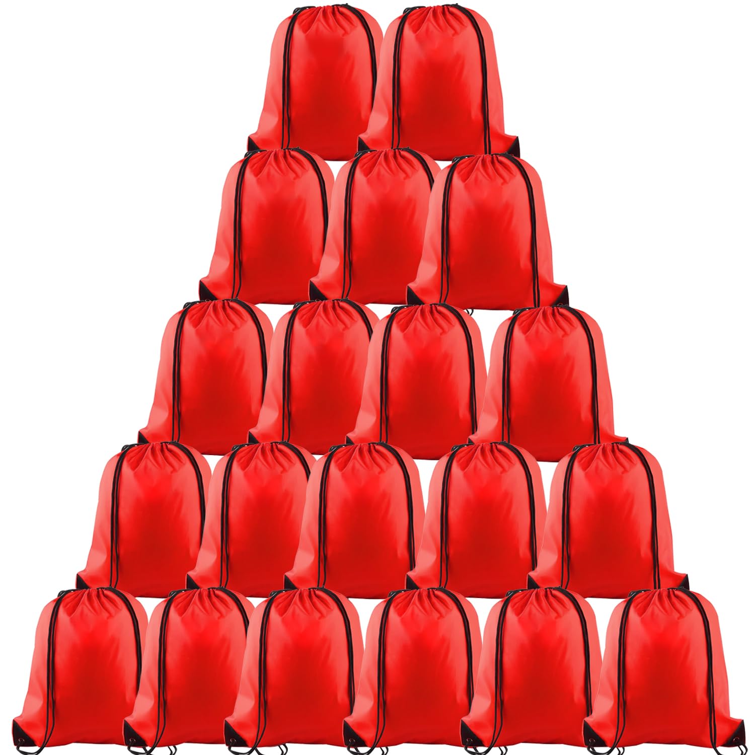 LOSYHU 20 Pack Drawstring Bags String Backpack Bulk Sack Cinch Bag Drawstring Backpack Bags Sport String Gift Bag for Gym Traveling, Red