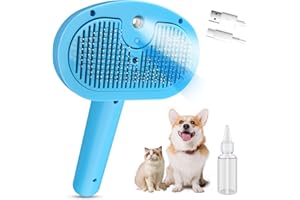 SOGUE Pet Steam Brush for Dog,Gentle Cat & Dog Brush for Shedding Self-Cleaning Cat Brushes for Indoor Cats Spary Pet Hair Removal Tool for Massage,Grooming Dog Brush for Short&Long Haired Dogs Blue