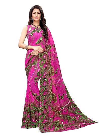 Women's Georgette Printed Saree with Blouse