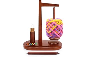 FORTUNING'S JDS Yarn Holder for Crocheting & Knitting - Two in One Wooden Yarn Spinners with Magnetic Rotating and Classic Mechanism, Yarn Storage for Crochet Accessories and Phone Stand, Crochet Gift for Women