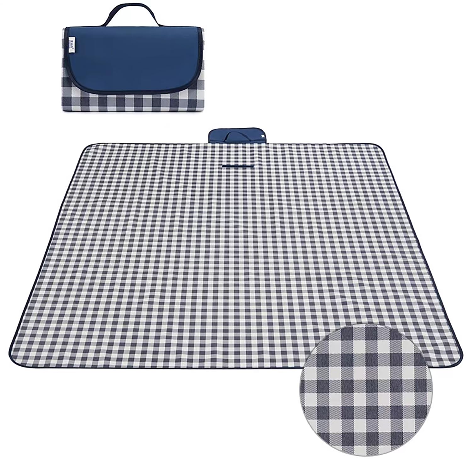 Photo 1 of Wind Tour Family Outdoor Waterproof Durable Picnic Blankets with Carry Strap Foldable Sandproof Picnic Floor Mat for Kids Playground Camping Hiking Grass Travelling (1, Grey Grid)