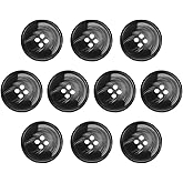 HARFINGTON 10pcs Resin Sewing Button, 25mm 1-Inch 4 Holes Round Pattern Flatback Buttons for Coat, Suits, Clothes Garment & DIY Crafts, 2#Black Pattern