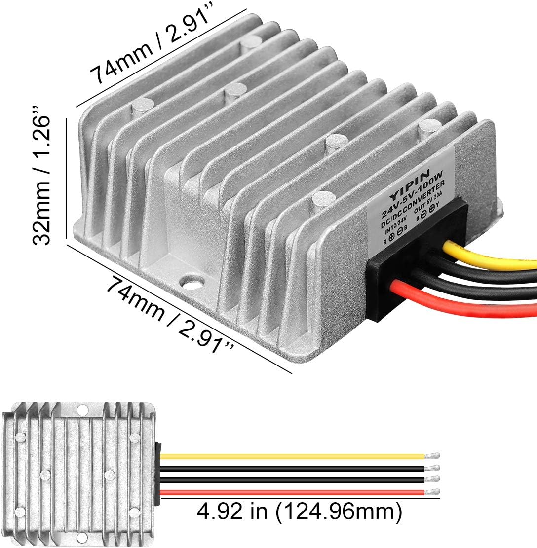 DC Voltage Regulator Buck Converter DC 12V 24V Step Down to 5V 20A 100W Reducer Power Converter Waterproof Module Transformer for Golf Cart Club Car: Electronics