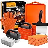 21 Pieces Griddle Cleaning Kit for Blackstone, Flat Top Grill Cleaning Accessories with Silicone Spatula Mat, Scraper, Grill Stone & Scouring Pads with Handle, Cleaning Gloves, Cleaning Towel