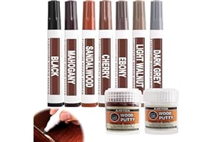 A-HEYIDA Furniture Repair Kit Wood Markers - New 7 Color Red Sandalwood Series Wood Floor Scratch Repair Kit, Wood Furniture Touch Up Stain Pens and Wood Putty Repair Tool for Stains, Scratches, Floors, Tables
