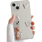 DIMEIYA Compatible with iPhone 13 Pro case,Mirror Senior Silver Cute Heart Soft Silicone Clear Makeup Mirror Women Girls Shockproof Protect Cover Case for iPhone 13 Pro.
