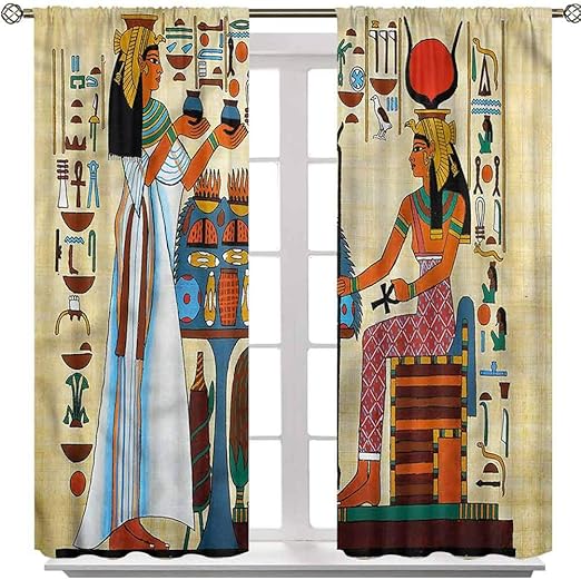 YUAZHOQI Retro Blackout Curtain, Ancient Egyptian History, Set of 2