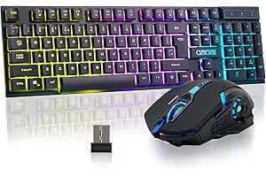CHONCHOW Gaming Wireless Keyboard and Mouse RGB Backlit Rechargeable Battery Gamer Combo Mechanical Feel Anti-ghosting with Side Button for PC Computer Laptop Compatible with Windows Mac Ps4/Ps5 Xbox one