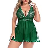 Avidlove Women Plus Size Babydoll Lingerie Lace Chemise Mesh Sleepwear