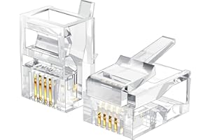 LanSenSu 25 Pack RJ11 Plug 6P4C Phone Modular Telephone Cord Connector Adapter Crimp