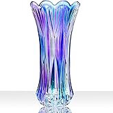 11.2 Inch Glass Vase-Iridescent Purple and Teal Thickened Cylinder Colorful Flower Vase Decor for Home Dining Table Centerpiece Office Wedding Holiday Party